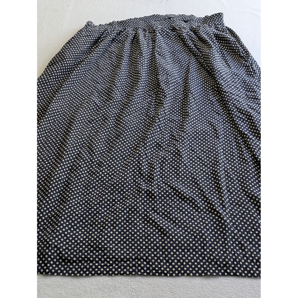 August Silk 100% Silk Skirt Sz 18 16 14 Polka Dot Midi Pull On Modest‎ Navy Blue